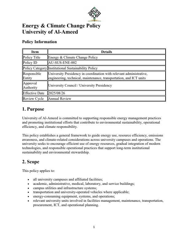 Energy & Climate Change Policy